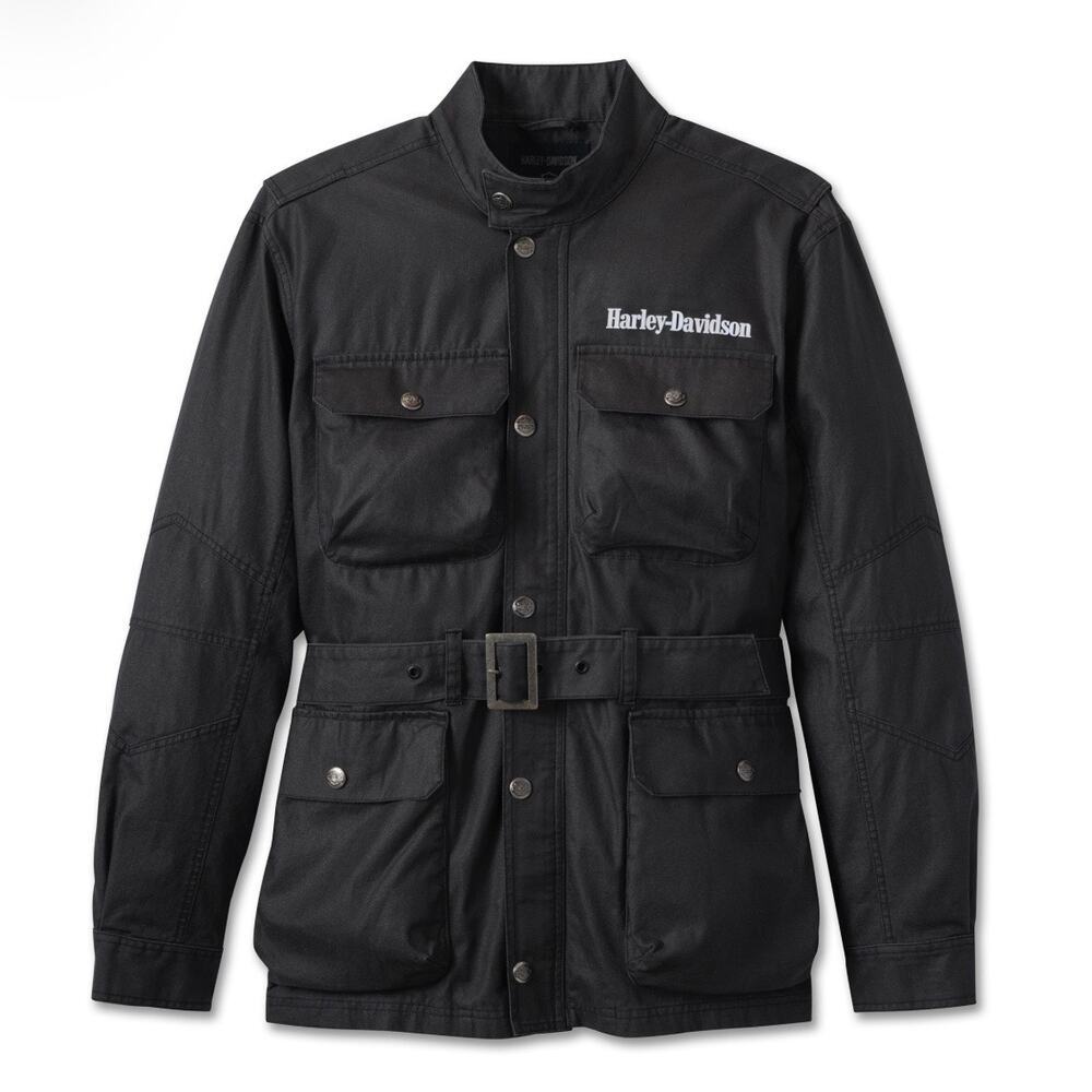 Harley-Davidson #1 Riding Jacket Mens XL Black Cotton Belted Motorcycle